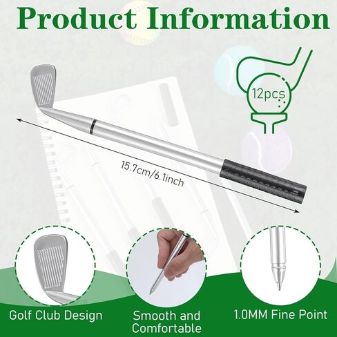 Abeillo 12PCS Golf Pens Golf Ballpoint Pen, Funny Golfs Club Pens Props Black Gel Ink for Students, Office, Golfs Party Favors, Desk Accessories, Tournament Gifts Bulk in Kuwait