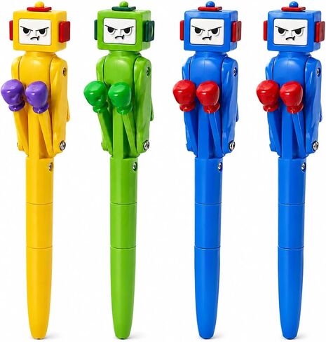SANTA CASA Boxing Robot Fidget Ballpoint Pens, 4pcs Stress Relief Office Gadgets, Fun Gifting Option for Men, Dad, Boss & Coworkers in Saudi Arabia