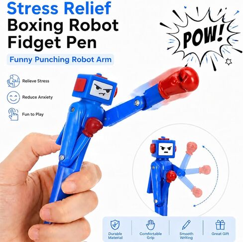 SANTA CASA Boxing Robot Fidget Ballpoint Pens, 4pcs Stress Relief Office Gadgets, Fun Gifting Option for Men, Dad, Boss & Coworkers in Saudi Arabia