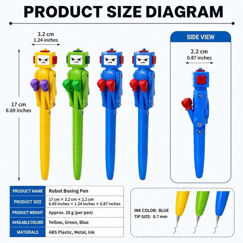 SANTA CASA Boxing Robot Fidget Ballpoint Pens, 4pcs Stress Relief Office Gadgets, Fun Gifting Option for Men, Dad, Boss & Coworkers in Saudi Arabia