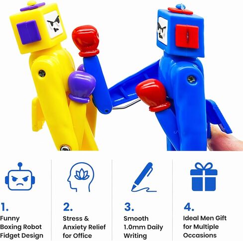SANTA CASA Boxing Robot Fidget Ballpoint Pens, 4pcs Stress Relief Office Gadgets, Fun Gifting Option for Men, Dad, Boss & Coworkers in Saudi Arabia