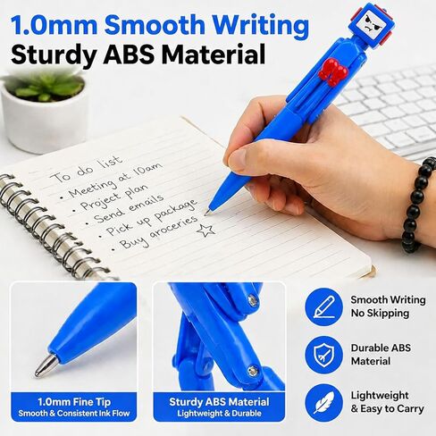 SANTA CASA Boxing Robot Fidget Ballpoint Pens, 4pcs Stress Relief Office Gadgets, Fun Gifting Option for Men, Dad, Boss & Coworkers in Saudi Arabia