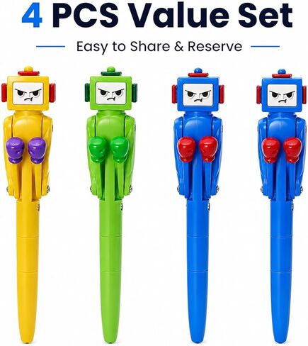 SANTA CASA Boxing Robot Fidget Ballpoint Pens, 4pcs Stress Relief Office Gadgets, Fun Gifting Option for Men, Dad, Boss & Coworkers in Saudi Arabia