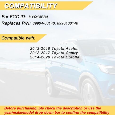 Vurkcy Key Fob Replacement for 2012-2017 Toyota Camry/ 14-20 Corolla/ 13-18 Avalon Car Keyless Entry Remote Control, HYQ14FBA, 4 Buttons in Kuwait