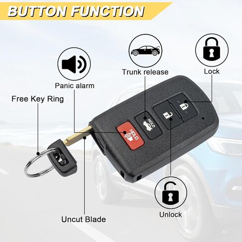 Vurkcy Key Fob Replacement for 2012-2017 Toyota Camry/ 14-20 Corolla/ 13-18 Avalon Car Keyless Entry Remote Control, HYQ14FBA, 4 Buttons in Kuwait
