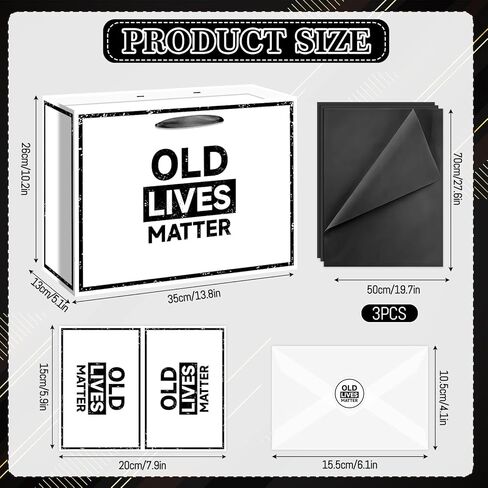 Allparty Funny Gift Bag for Men & Women – Large Old Lives Matter Birthday Wrap Set with Wrapping Paper, Greeting Card, Envelope & Sticker – 13.8"x10.2"x5.1" – for Dad Grandpa Husband 40th 50th 60th 70th 80th 90th Retirement in Saudi Arabia