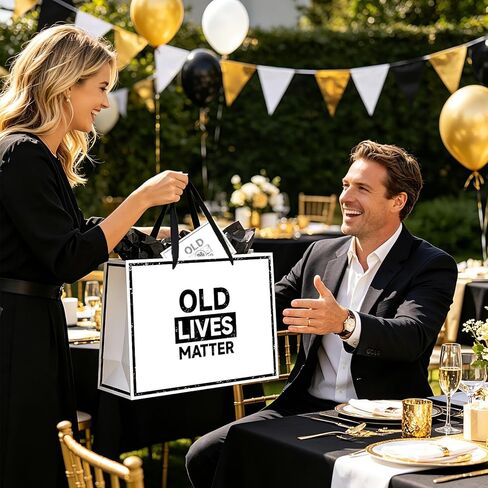 Allparty Funny Gift Bag for Men & Women – Large Old Lives Matter Birthday Wrap Set with Wrapping Paper, Greeting Card, Envelope & Sticker – 13.8"x10.2"x5.1" – for Dad Grandpa Husband 40th 50th 60th 70th 80th 90th Retirement in Saudi Arabia