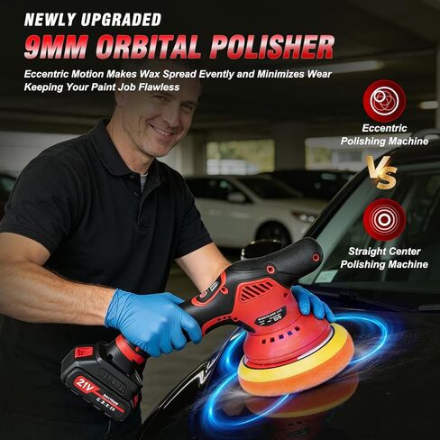Cordless Car Buffer Polisher, 6-Inch Car Buffers and Polisher Kit with 2x2000mAh 21V Batteries & 28PCS Accessories, 8-Speed 6000RPM Orbital Polisher for Car Detailing, Waxing, Scratch Removal in Saudi Arabia