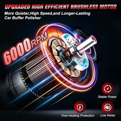 Cordless Car Buffer Polisher, 6-Inch Car Buffers and Polisher Kit with 2x2000mAh 21V Batteries & 28PCS Accessories, 8-Speed 6000RPM Orbital Polisher for Car Detailing, Waxing, Scratch Removal in Saudi Arabia