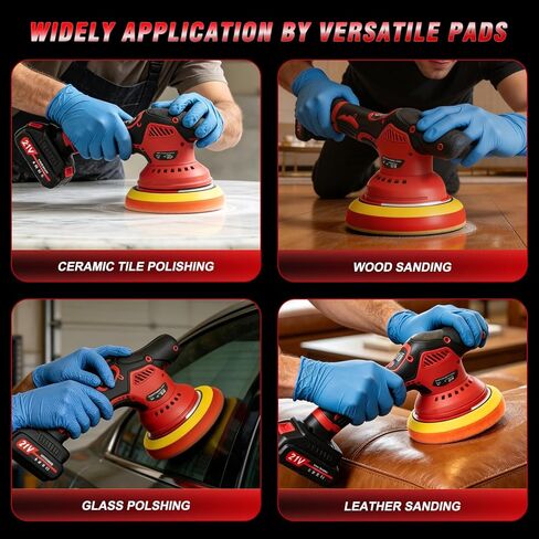 Cordless Car Buffer Polisher, 6-Inch Car Buffers and Polisher Kit with 2x2000mAh 21V Batteries & 28PCS Accessories, 8-Speed 6000RPM Orbital Polisher for Car Detailing, Waxing, Scratch Removal in Saudi Arabia