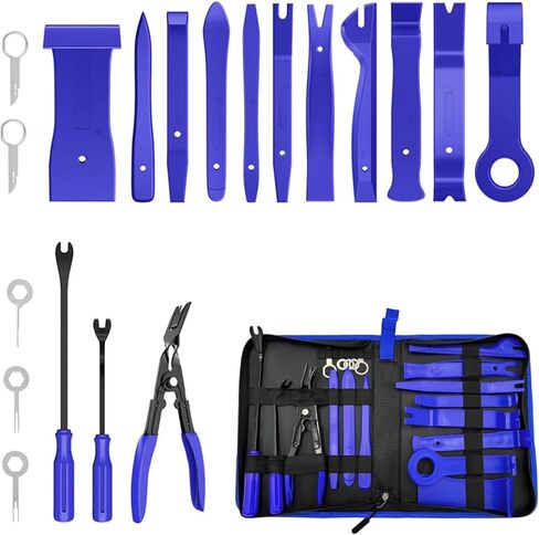 19 PCS Trim Removal Tool Set, Plastic Upholstery Pry Tool Auto Panel Fastener Clips with Storage Bag, Universal No Scratch Pliers Kit for Vehicle Door Dashboard Audio (Red) in Saudi Arabia