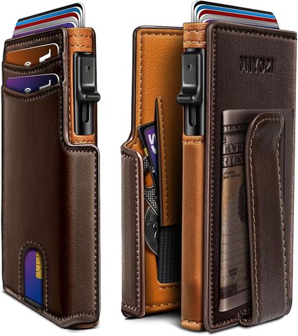 Men Wallet,with Money Clip Coins Pocket ID Window,Slim Front Pocket RFID Blocking Pop-up Card Holder 3.9"x 2.7", Gift Boxed in Saudi Arabia