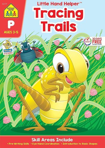 School Zone Tracing Trails Workbook: 32 Pages, Preschool, Pre-Writing, Intro to Shapes, Alphabet, Numbers, Ages 3 to 5 (Little Hand Helper Book Series) in Kuwait