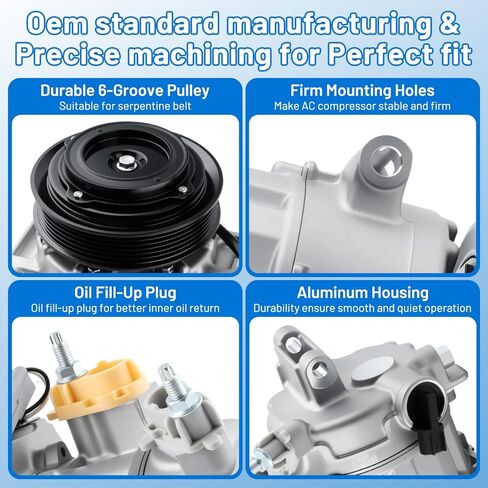 AC Compressor with Clutch Fit for Ram 1500 2014-2018 for Ram 1500 Classic 2019-2023 V8 5.7L CO 29182C Automotive Replacement A/C Compressor 68140664AC, 68140664AE, 198380 in Kuwait