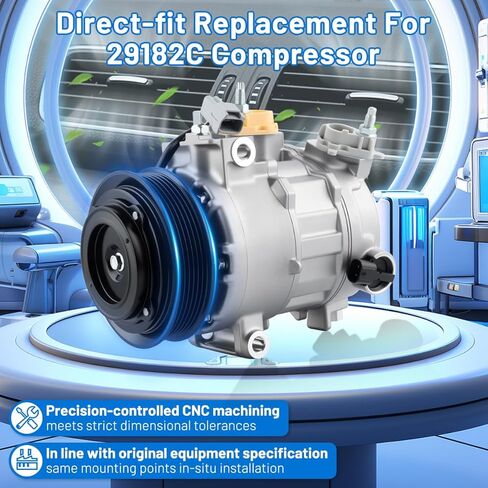 AC Compressor with Clutch Fit for Ram 1500 2014-2018 for Ram 1500 Classic 2019-2023 V8 5.7L CO 29182C Automotive Replacement A/C Compressor 68140664AC, 68140664AE, 198380 in Kuwait