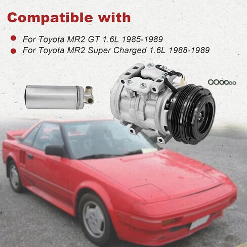 4710136 A/C Compressor Kit Compatible with Toyota MR2 1.6L 1985 1986 1987 1988 1989 W/4 Grooves Pulley 471-0136 68385 in Saudi Arabia