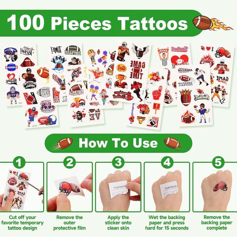 136 Pcs Football Party Favors - 36 Pcs Football Slap Bracelets & 100 Pcs Tattoos Footballs Themed Birthday Supplies Decorations Classroom Prizes Gifts in Kuwait