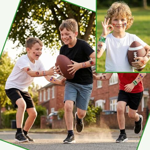 136 Pcs Football Party Favors - 36 Pcs Football Slap Bracelets & 100 Pcs Tattoos Footballs Themed Birthday Supplies Decorations Classroom Prizes Gifts in Kuwait