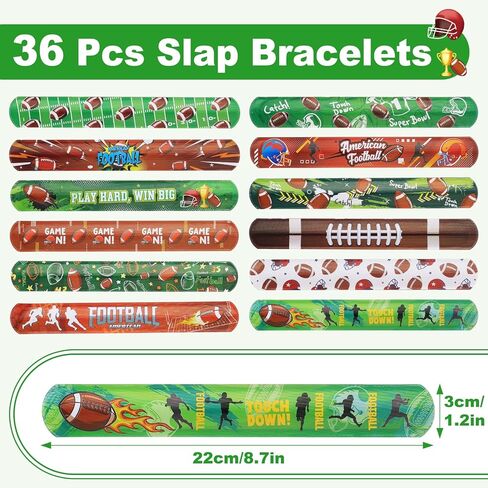 136 Pcs Football Party Favors - 36 Pcs Football Slap Bracelets & 100 Pcs Tattoos Footballs Themed Birthday Supplies Decorations Classroom Prizes Gifts in Kuwait