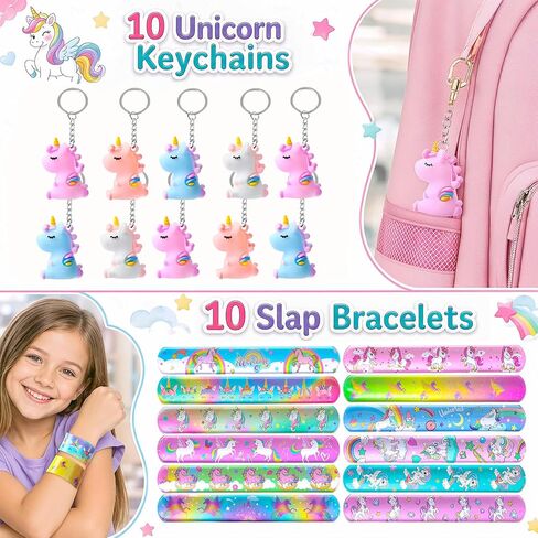 Unicorn Party Favors for Kids Birthday Party Supplies, Coloring Unicorn Gift Bag Scratch Mask Stackable Crayon Sticker Slap Bracelet Keychain, Boy Girl Goodie Bag Stuffer Pinata Filler Classroom Prize in Saudi Arabia