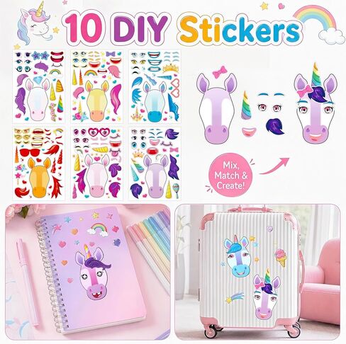 Unicorn Party Favors for Kids Birthday Party Supplies, Coloring Unicorn Gift Bag Scratch Mask Stackable Crayon Sticker Slap Bracelet Keychain, Boy Girl Goodie Bag Stuffer Pinata Filler Classroom Prize in Saudi Arabia