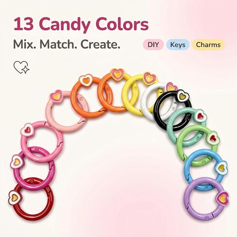 13Pcs Cute Spring O Ring Clasp Clip,Heart Shape Spring Snap Clasp Hook for Handbag & Keys,Jewelry Clasps, Lanyard,Keychain Making Findings in Saudi Arabia