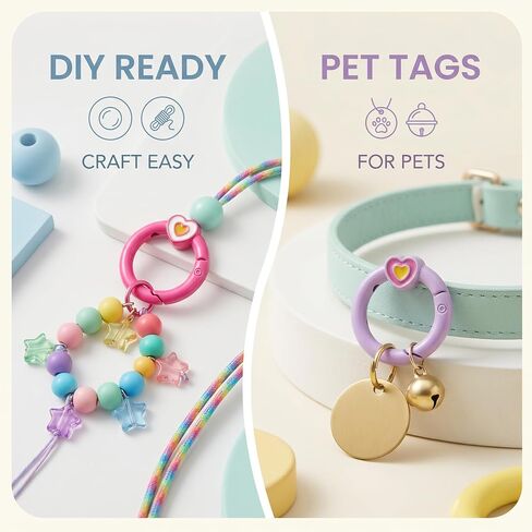13Pcs Cute Spring O Ring Clasp Clip,Heart Shape Spring Snap Clasp Hook for Handbag & Keys,Jewelry Clasps, Lanyard,Keychain Making Findings in Saudi Arabia