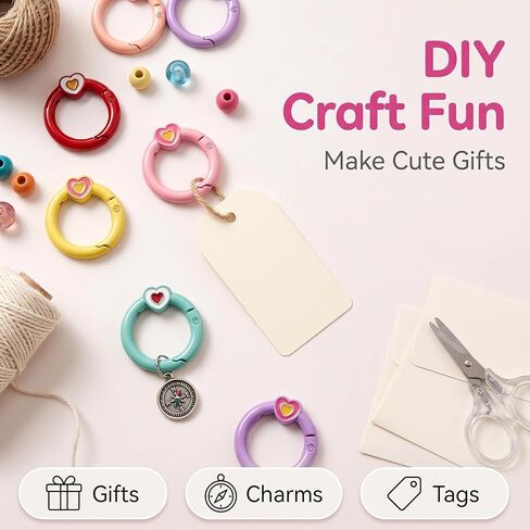13Pcs Cute Spring O Ring Clasp Clip,Heart Shape Spring Snap Clasp Hook for Handbag & Keys,Jewelry Clasps, Lanyard,Keychain Making Findings in Saudi Arabia