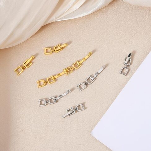 8 Pcs Necklace Extenders, Gold & Silver Bracelet Extender Watch Extender Clasp, Foldover Extension Jewelry Clasps Jewelry Making Repair Kit for Necklace Anklets Bracelet in Kuwait