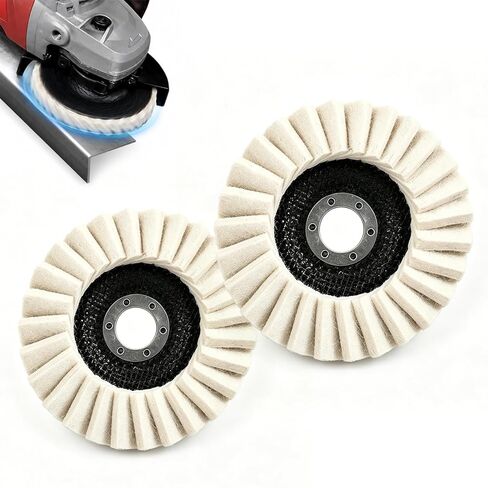 2026 New Wool Polishing Wheel Pad for Angle Grinder, Wool Felt Flap Polishing Disc, Thicken Wool Felt Buffing Wheel for Metal, Aluminum, Stainless Steel & Stone (2PCS, 1 * 115+1 * 125) in Saudi Arabia