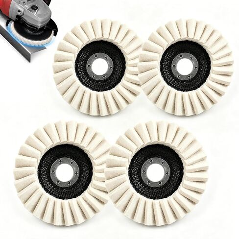 2026 New Wool Polishing Wheel Pad for Angle Grinder, Wool Felt Flap Polishing Disc, Thicken Wool Felt Buffing Wheel for Metal, Aluminum, Stainless Steel & Stone (2PCS, 1 * 115+1 * 125) in Kuwait