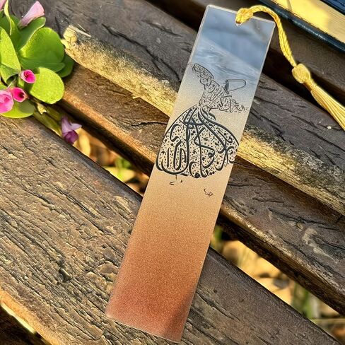 6 Pack Acrylic Quran Bookmark with Tassel - Gradient Color Arabic Calligraphy Islamic Page Marker, Ramadan Eid Gifts for Muslim Quran Reading, Clear Book Marker for Holy Book Accessories in Saudi Arabia