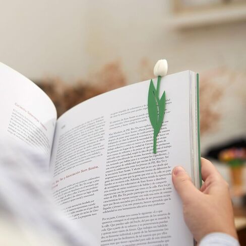 علامة بالفي توليب نقطة قراءة بيضاء للكتب، ملحقات قراءة الكتب على شكل توليب ملون، رفيع in Kuwait