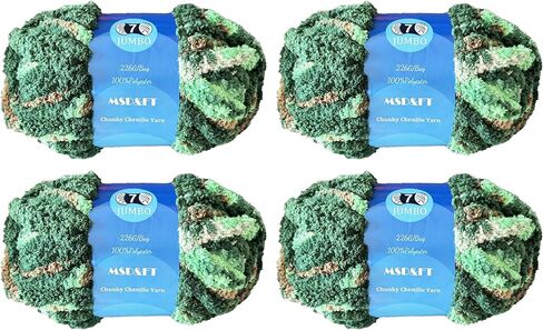 MSD&FT 4 Skeins of Chunky Chenille Yarn,Hand Knitting Yarn, 8 oz(25M/27Yard),DIY Blan Yarn (202412) in Saudi Arabia
