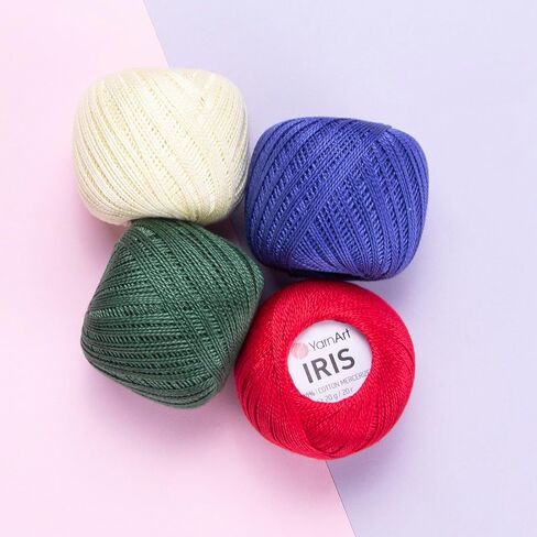 YarnArt Iris – Mercerized Cotton Thread for Crochet & Lace, 100% Cotton, 20g 138m, Fine Weight, Ideal for Doilies, Tablecloths, Summer Garments & Home Decor (1, 922 – Royal Blue) in Kuwait