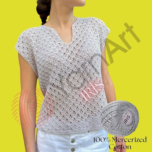 YarnArt Iris – Mercerized Cotton Thread for Crochet & Lace, 100% Cotton, 20g 138m, Fine Weight, Ideal for Doilies, Tablecloths, Summer Garments & Home Decor (1, 922 – Royal Blue) in Kuwait