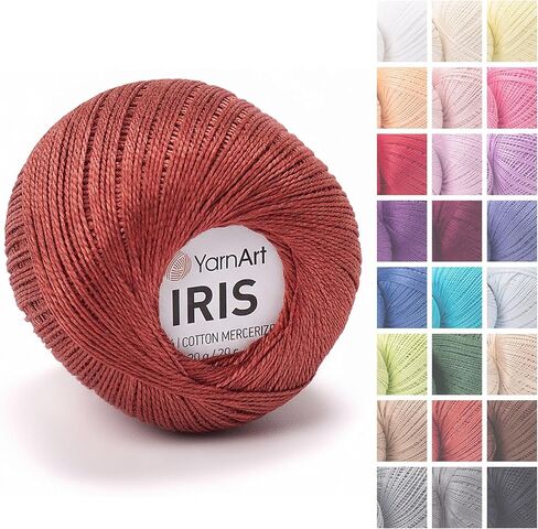 YarnArt Iris – Mercerized Cotton Thread for Crochet & Lace, 100% Cotton, 20g 138m, Fine Weight, Ideal for Doilies, Tablecloths, Summer Garments & Home Decor (1, 922 – Royal Blue) in Kuwait