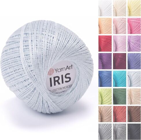 YarnArt Iris – Mercerized Cotton Thread for Crochet & Lace, 100% Cotton, 20g 138m, Fine Weight, Ideal for Doilies, Tablecloths, Summer Garments & Home Decor (1, 922 – Royal Blue) in Kuwait
