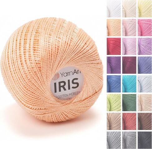 YarnArt Iris – Mercerized Cotton Thread for Crochet & Lace, 100% Cotton, 20g 138m, Fine Weight, Ideal for Doilies, Tablecloths, Summer Garments & Home Decor (1, 922 – Royal Blue) in Kuwait
