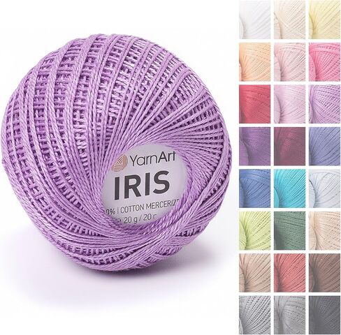 YarnArt Iris – Mercerized Cotton Thread for Crochet & Lace, 100% Cotton, 20g 138m, Fine Weight, Ideal for Doilies, Tablecloths, Summer Garments & Home Decor (1, 922 – Royal Blue) in Kuwait