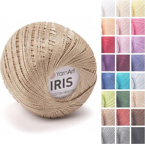 YarnArt Iris – Mercerized Cotton Thread for Crochet & Lace, 100% Cotton, 20g 138m, Fine Weight, Ideal for Doilies, Tablecloths, Summer Garments & Home Decor (1, 922 – Royal Blue) in Kuwait
