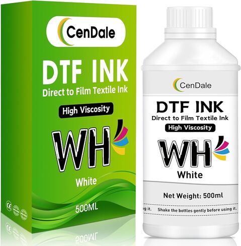 CenDale DTF White Ink 500ML - Upgraded High Viscosity, No Sediment DTF Ink for ET-8550 XP-15000 L1800 L805 R1390 R2400 DTF Printers, Heat Transfer Printing Direct to Film, Great Fluency, Clog Free in Saudi Arabia