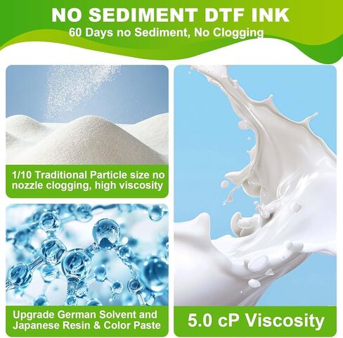 CenDale DTF White Ink 500ML - Upgraded High Viscosity, No Sediment DTF Ink for ET-8550 XP-15000 L1800 L805 R1390 R2400 DTF Printers, Heat Transfer Printing Direct to Film, Great Fluency, Clog Free in Saudi Arabia