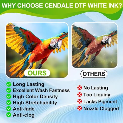 CenDale DTF White Ink 500ML - Upgraded High Viscosity, No Sediment DTF Ink for ET-8550 XP-15000 L1800 L805 R1390 R2400 DTF Printers, Heat Transfer Printing Direct to Film, Great Fluency, Clog Free in Saudi Arabia