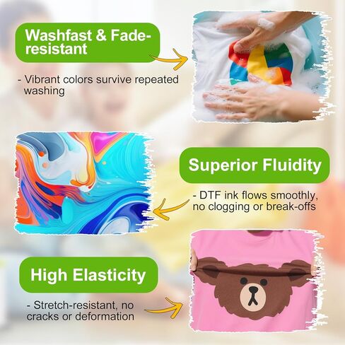 CenDale DTF White Ink 500ML - Upgraded High Viscosity, No Sediment DTF Ink for ET-8550 XP-15000 L1800 L805 R1390 R2400 DTF Printers, Heat Transfer Printing Direct to Film, Great Fluency, Clog Free in Saudi Arabia