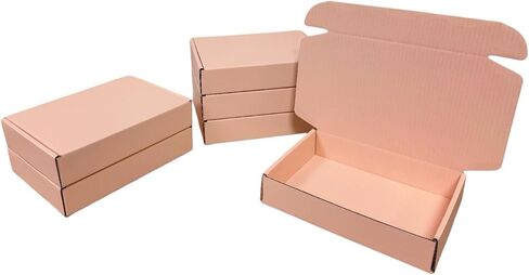 12 Pcs 14.2 x 11.8 x 2.4 inches Large Szie Corrugated Cardboard Gift Boxes Recyclable Shipping Boxes for Mailing & Holidays, Wedding, Birthday, Gifts Packaging (Powder Pink, 14.2 x 11.8 x 2.4") in Kuwait