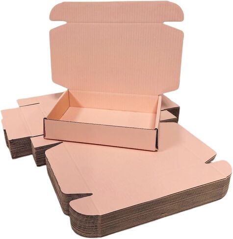 12 Pcs 14.2 x 11.8 x 2.4 inches Large Szie Corrugated Cardboard Gift Boxes Recyclable Shipping Boxes for Mailing & Holidays, Wedding, Birthday, Gifts Packaging (Powder Pink, 14.2 x 11.8 x 2.4") in Kuwait