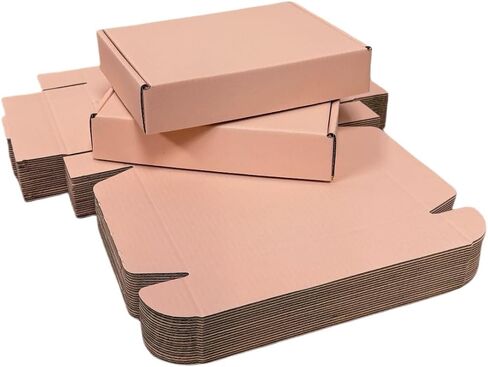 12 Pcs 14.2 x 11.8 x 2.4 inches Large Szie Corrugated Cardboard Gift Boxes Recyclable Shipping Boxes for Mailing & Holidays, Wedding, Birthday, Gifts Packaging (Powder Pink, 14.2 x 11.8 x 2.4") in Kuwait