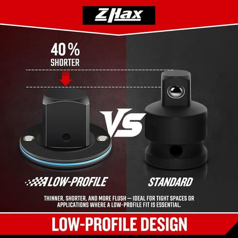 ZHAX 4PCS Low Profile Impact Socket Adapter, 1/4", 3/8", 1/2" & 3/4" Drive, Designed for Tight Spaces, Impact Driver Conversions for Impact Wrench, CR-MO Steel in Kuwait