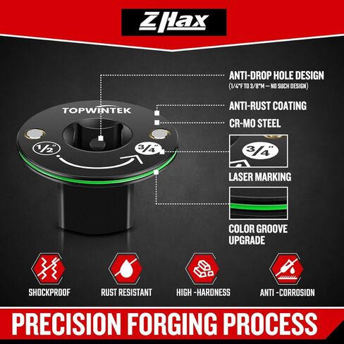 ZHAX 4PCS Low Profile Impact Socket Adapter, 1/4", 3/8", 1/2" & 3/4" Drive, Designed for Tight Spaces, Impact Driver Conversions for Impact Wrench, CR-MO Steel in Kuwait
